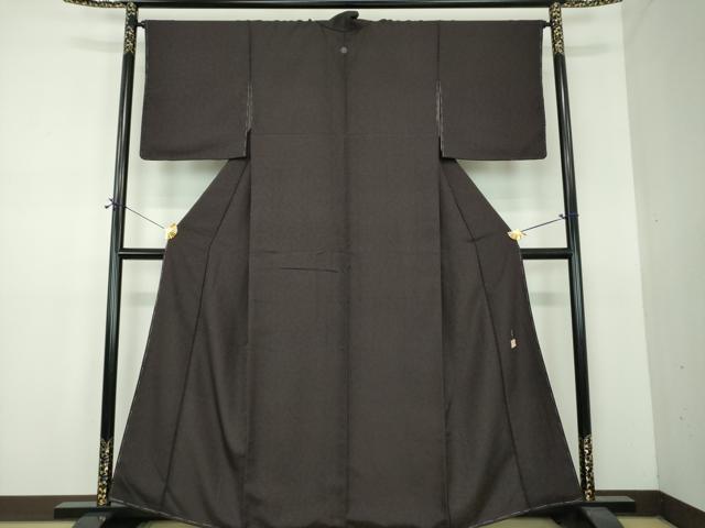 平和屋着物●上質な色無地 作家物 花唐草地紋 檳榔子染色 正絹 逸品 未使用 DABF7535ps