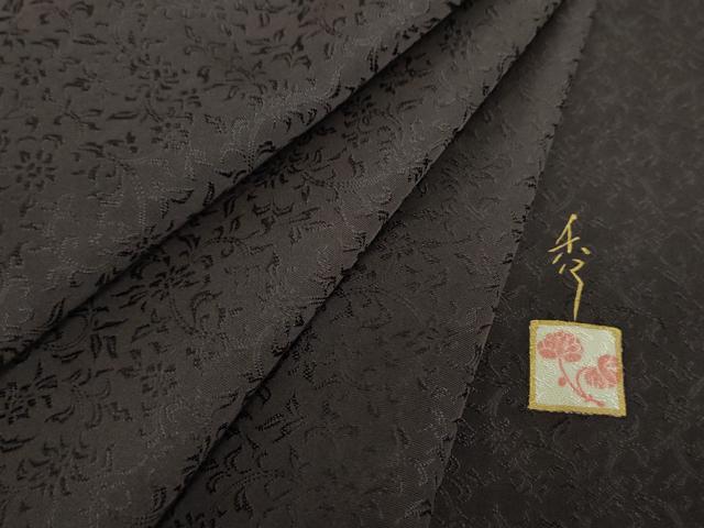 平和屋着物●上質な色無地 作家物 花唐草地紋 檳榔子染色 正絹 逸品 未使用 DABF7535ps