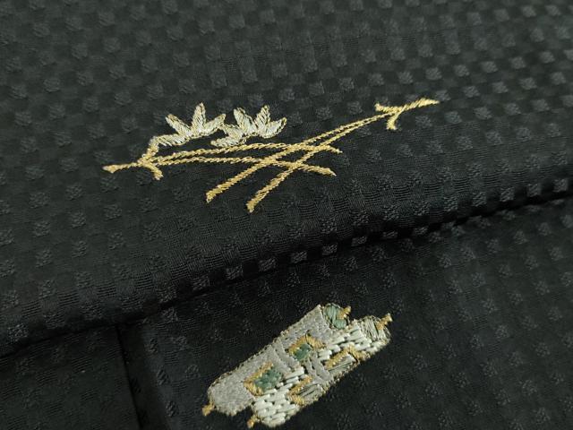 平和屋着物●訪問着 総刺繍 宝尽くし 黒地 金銀糸 正絹 逸品 DABF7536ps
