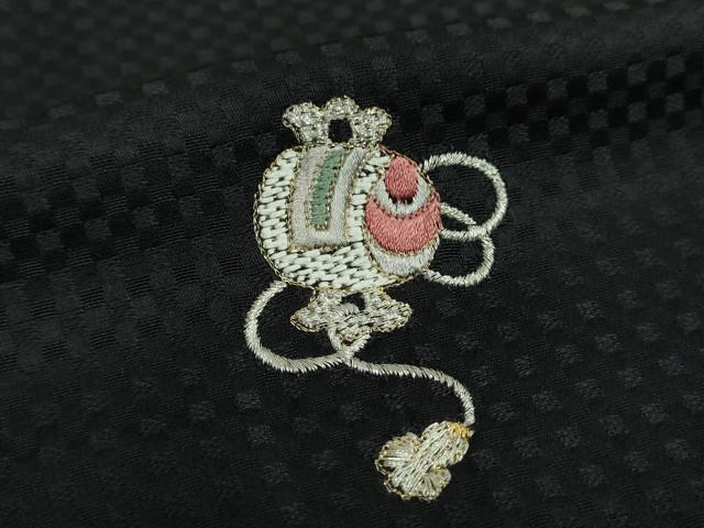 平和屋着物●訪問着 総刺繍 宝尽くし 黒地 金銀糸 正絹 逸品 DABF7536ps