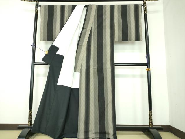 平和屋着物●本塩沢 変わり間道 正絹 逸品 DABF7537ps