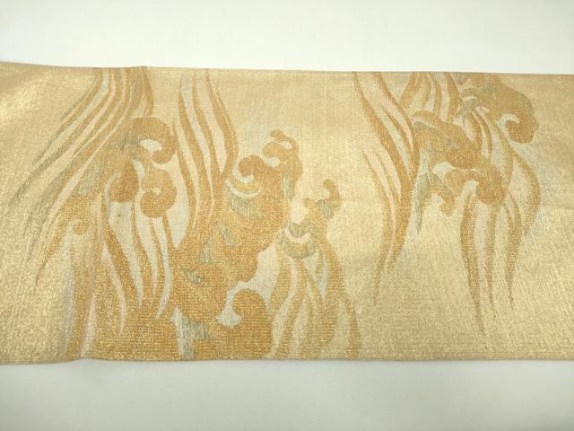 平和屋着物▼太鼓柄袋帯 立波文 金糸 正絹 逸品 DABF7571ps