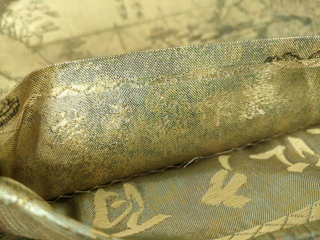 平和屋着物▼極上 西陣あさぎ 両面 全景全通柄袋帯 廣重名作集 名所大江戸百景 金銀糸 正絹 逸品 DABF7584ps