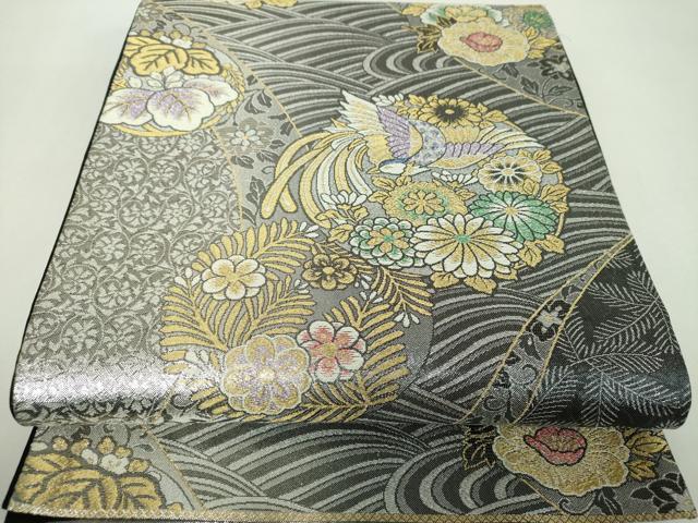 平和屋着物▼六通柄袋帯 ELICOLLECTION 鳳凰花丸文 金銀糸 正絹 逸品 DABF7644ps