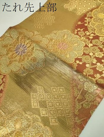 平和屋着物▼六通柄袋帯 槍梅 舞花文 金糸 正絹 逸品 DABF7652ps