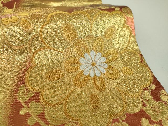 平和屋着物▼六通柄袋帯 槍梅 舞花文 金糸 正絹 逸品 DABF7652ps
