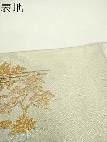 平和屋着物▼綴れ 太鼓柄袋帯 渡橋風景 金銀糸 正絹 逸品 DABF7665ps