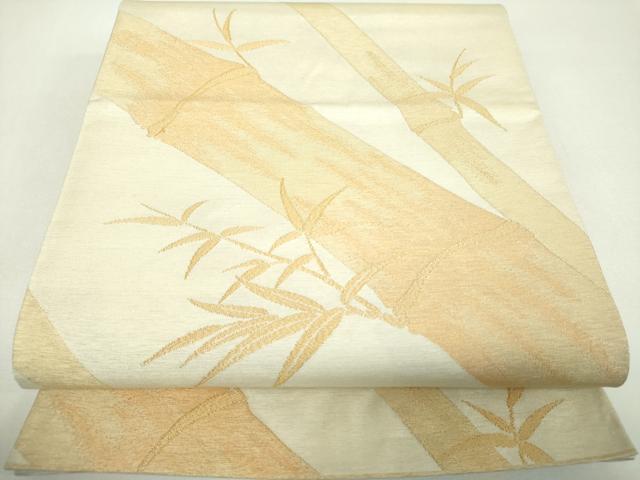 平和屋着物▼太鼓柄袋帯 明綴嵯峨の竹 金糸 正絹 逸品 DABF7677ps