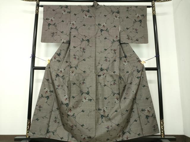 平和屋着物●本場大島紬 9マルキ 花唐草文 正絹 逸品 未使用 DABF7713ps