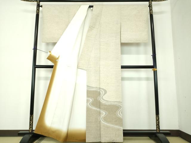平和屋着物●ぜんまい紬 訪問着 100亀甲 流水文 正絹 逸品 DABF7727ps