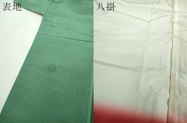 平和屋着物●上質な色無地 お召縮緬 若竹色 正絹 逸品 DABF7734ps