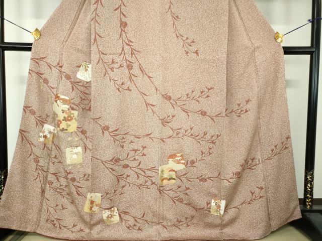 平和屋着物●訪問着 破れ色紙花文 たたき染め 金彩 正絹 逸品 DABF7738ps