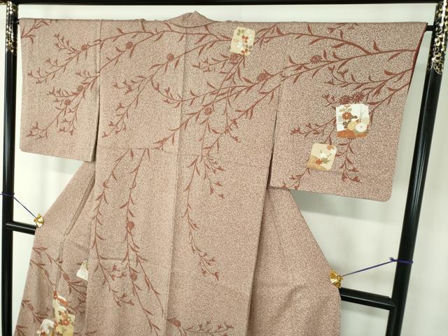 平和屋着物●訪問着 破れ色紙花文 たたき染め 金彩 正絹 逸品 DABF7738ps