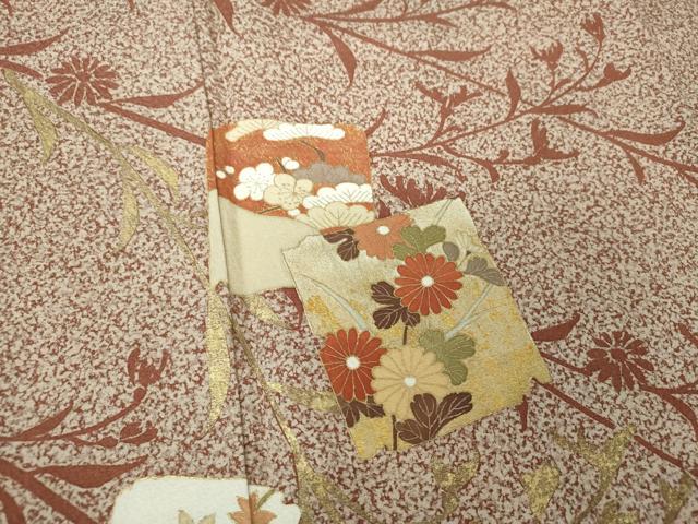 平和屋着物●訪問着 破れ色紙花文 たたき染め 金彩 正絹 逸品 DABF7738ps