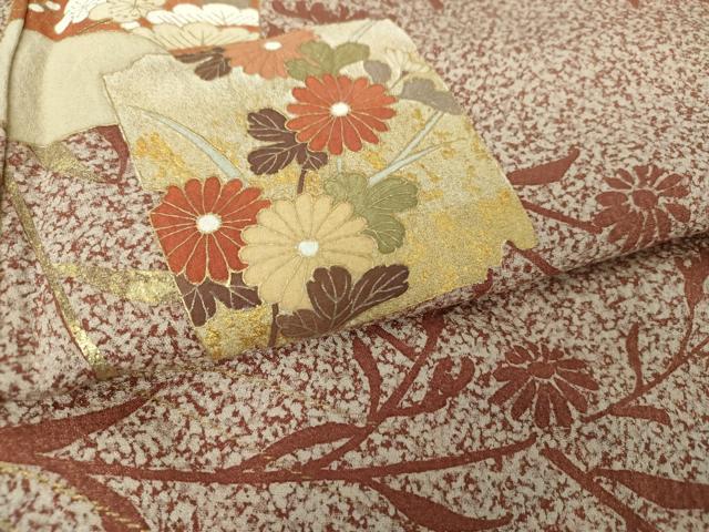 平和屋着物●訪問着 破れ色紙花文 たたき染め 金彩 正絹 逸品 DABF7738ps