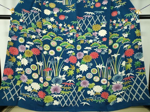 平和屋着物●訪問着 吉祥花文 鬼しぼ縮緬 正絹 逸品 DABF7739ps