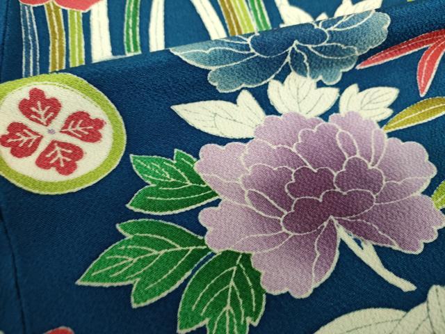 平和屋着物●訪問着 吉祥花文 鬼しぼ縮緬 正絹 逸品 DABF7739ps