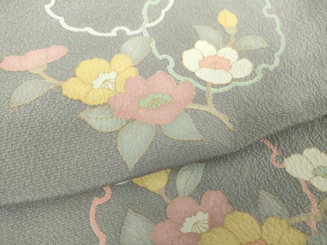 平和屋着物●上質な小紋 雪輪花文 反端付き 正絹 逸品 DABF7745ps