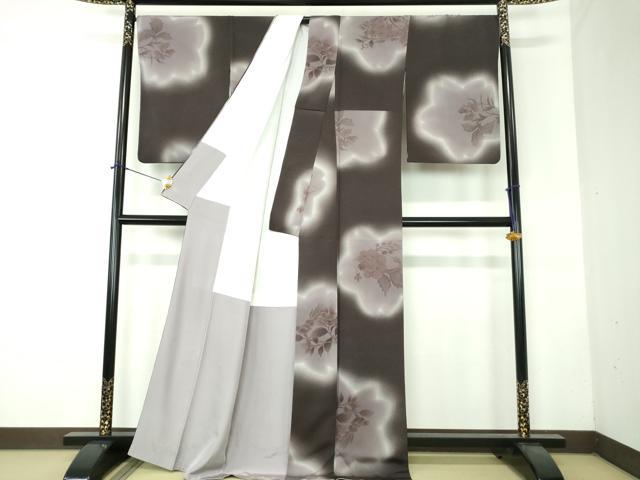 平和屋着物●上質な小紋 手描き 花鳥文 暈し染め 正絹 逸品 DABF7751ps