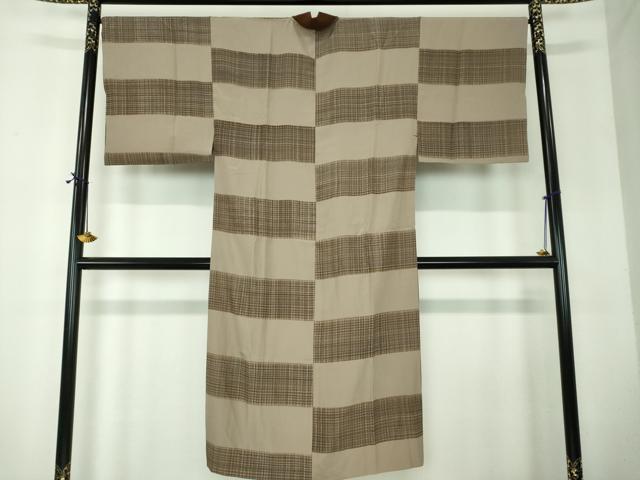 平和屋着物●男性 長襦袢 袷 市松格子 正絹 逸品 DABF7773ps