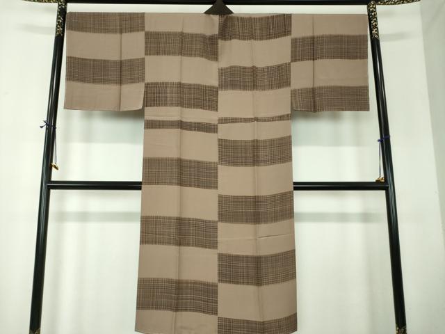 平和屋着物●男性 長襦袢 袷 市松格子 正絹 逸品 未使用 DABF7774ps