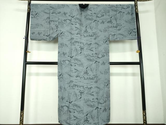平和屋着物●男性 長襦袢 無双仕立て 人物風景文 正絹 逸品 DABF7776ps