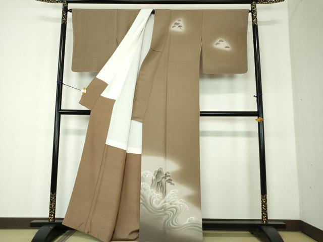 平和屋着物●伝統工芸士 森勇雄 訪問着 手描き 立波風景 暈し染め 正絹 逸品 未使用 DABF7794ps