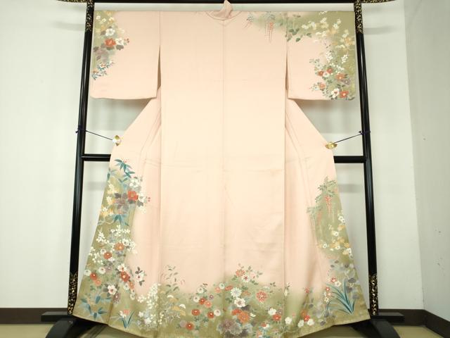 平和屋着物●訪問着 草花文 暈し染め 金彩 正絹 逸品 未使用 DABF7795ps