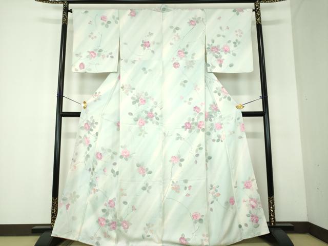 平和屋着物●上質な小紋 手描き 草花文 暈し染め 正絹 逸品 DABF7801ps