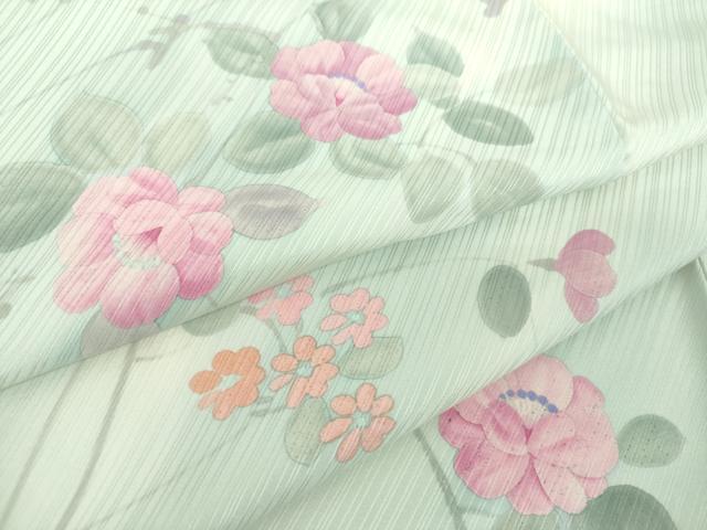 平和屋着物●上質な小紋 手描き 草花文 暈し染め 正絹 逸品 DABF7801ps