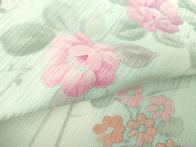 平和屋着物●上質な小紋 手描き 草花文 暈し染め 正絹 逸品 DABF7801ps