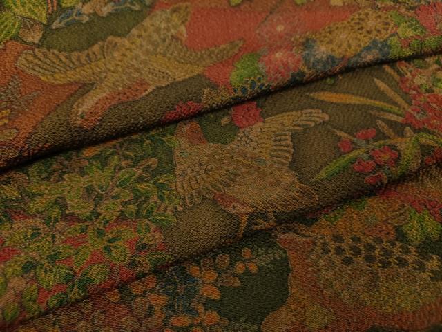 平和屋着物●訪問着 花鳥文 鬼しぼ縮緬 正絹 逸品 DABF7808ps