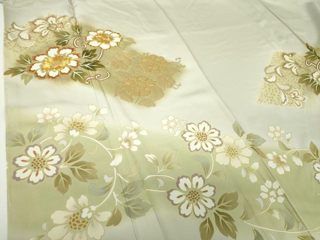 平和屋着物●豪華色留袖 駒刺繍 牡丹唐草 暈し染め 金彩 正絹 逸品 DABF7811ps