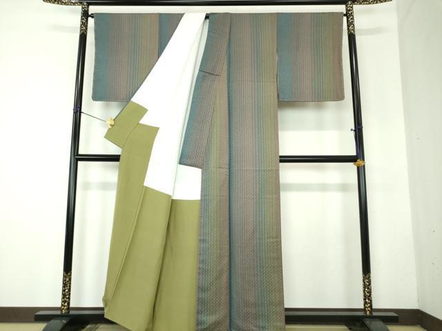 平和屋着物●上質な小紋 縞 菱地紋 正絹 逸品 DABF7812ps