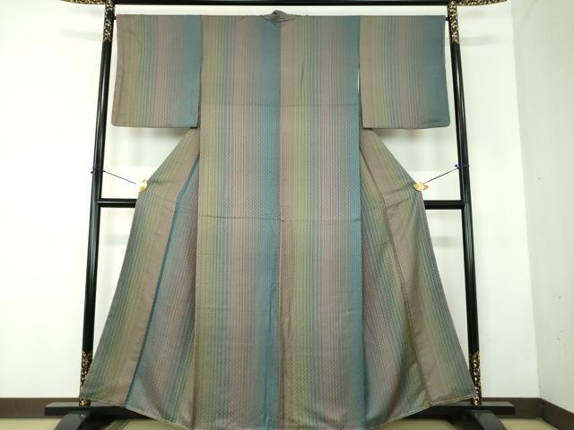 平和屋着物●上質な小紋 縞 菱地紋 正絹 逸品 DABF7812ps