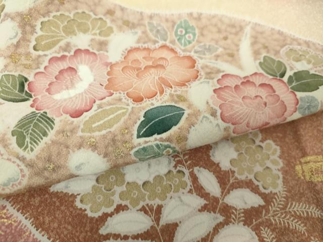 平和屋着物●訪問着 絞り 道長吉祥花文 暈し染め 金彩 正絹 逸品 DABF7818ps