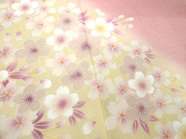 平和屋着物●豪華振袖 舞桜 暈し染め 正絹 逸品 DABF7822ps