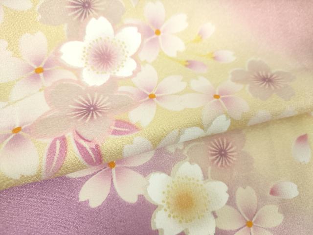 平和屋着物●豪華振袖 舞桜 暈し染め 正絹 逸品 DABF7822ps