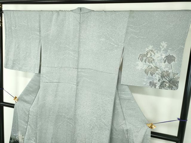 平和屋着物●日展作家 山本唯与志 レリーフ染 訪問着 枝花シルエット 暈し染め 正絹 逸品 DABF7823ps