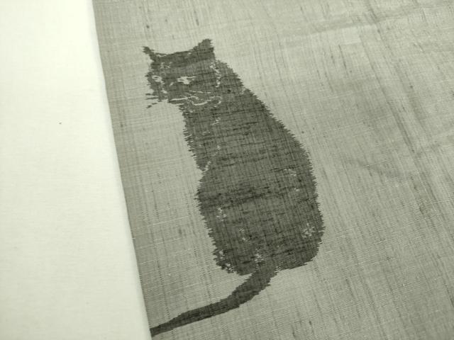平和屋着物●色留訪問着 紬地 黒猫 正絹 逸品 DABF7825ps