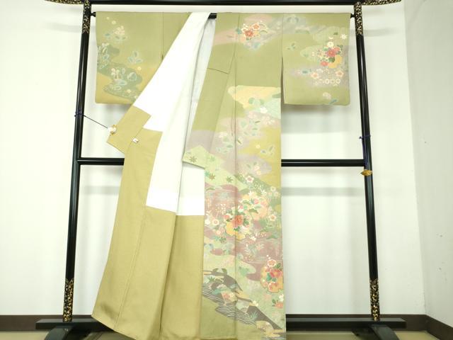 平和屋着物●訪問着 作家物 駒刺繍 絞り 雪輪吉祥花文 金彩 正絹 逸品 DABF7827ps