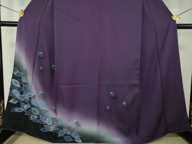 平和屋着物●訪問着 手描き 丸文 落ち葉 暈し染め 金銀彩 正絹 逸品 DABF7830ps