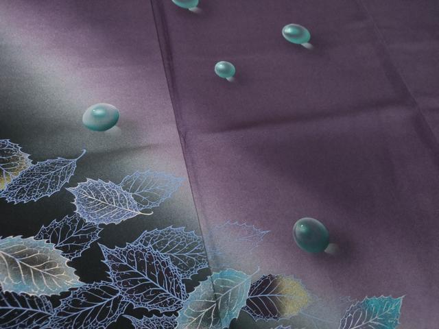 平和屋着物●訪問着 手描き 丸文 落ち葉 暈し染め 金銀彩 正絹 逸品 DABF7830ps