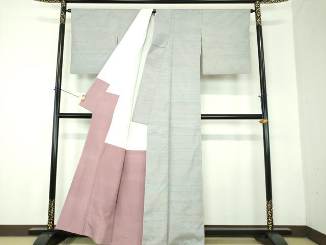 平和屋着物●上質な紬 横段霞 正絹 逸品 DABF7835ps
