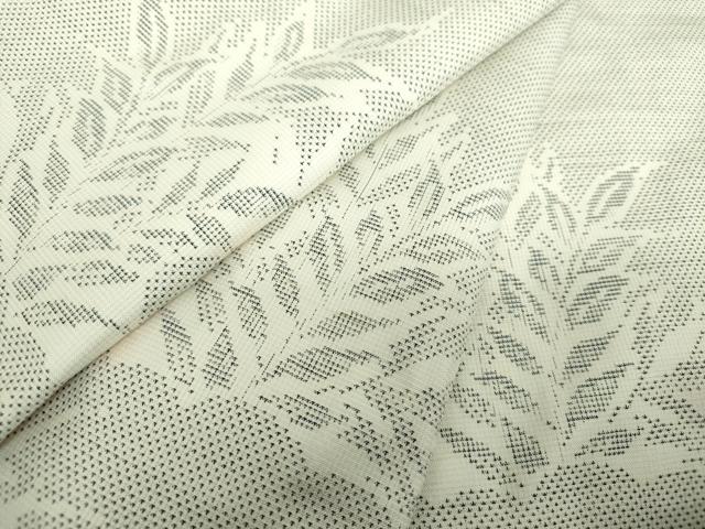 平和屋着物●本場大島紬 白大島 9マルキ 草葉文 正絹 逸品 未使用 DABF7839ps