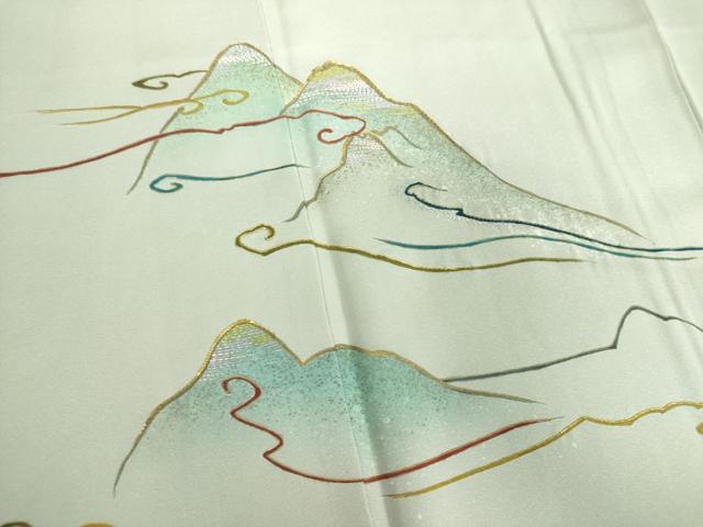 平和屋着物●訪問着 駒刺繍 遠山文 暈し染め 金彩 正絹 逸品 DABF7844ps