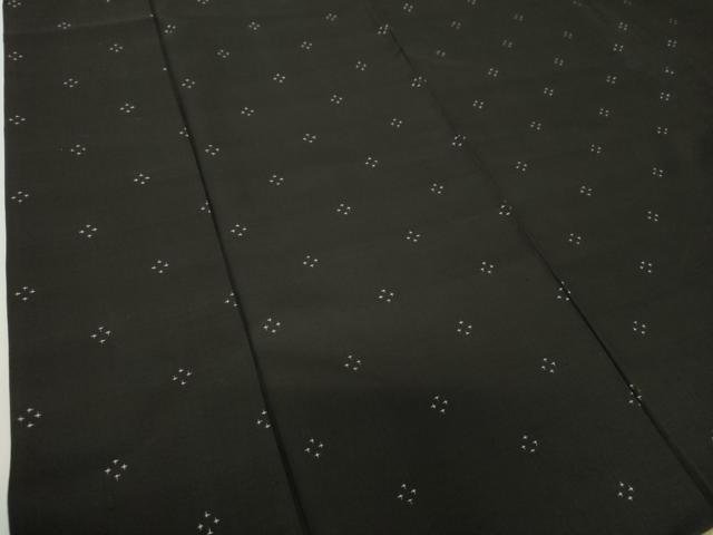 平和屋着物●上質な紬 十字絣 黒地 正絹 逸品 DABF7847ps