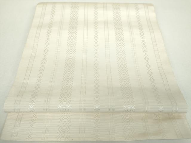 平和屋着物●本場筑前博多帯 八寸名古屋帯 献上 生成色 正絹 逸品 DABF7849ps
