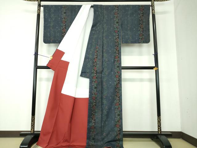 平和屋着物●本場大島紬 9マルキ 草花間道 正絹 逸品 未使用 DABF7852ps