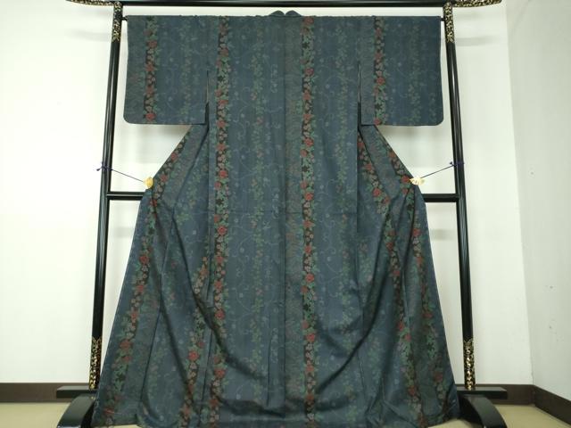 平和屋着物●本場大島紬 9マルキ 草花間道 正絹 逸品 未使用 DABF7852ps